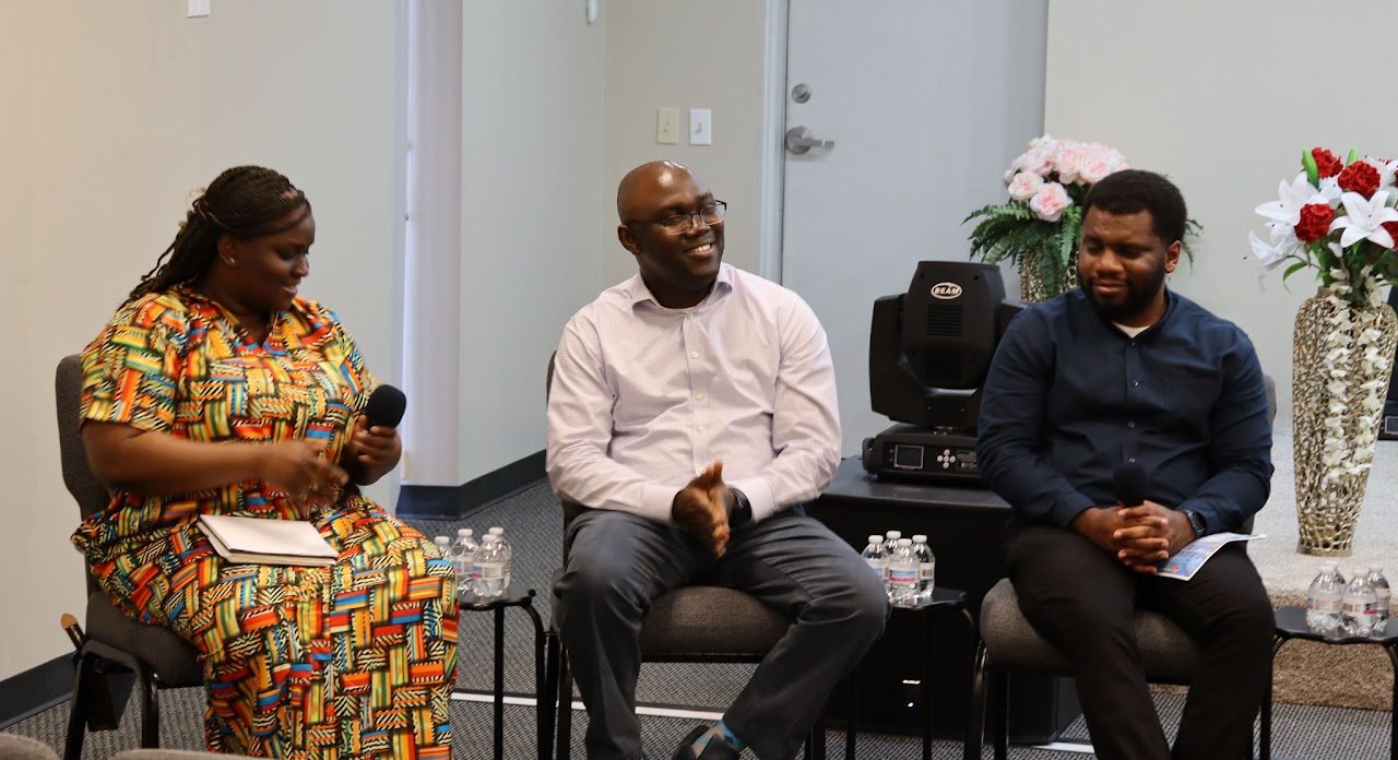 Young adults in a panel conversation